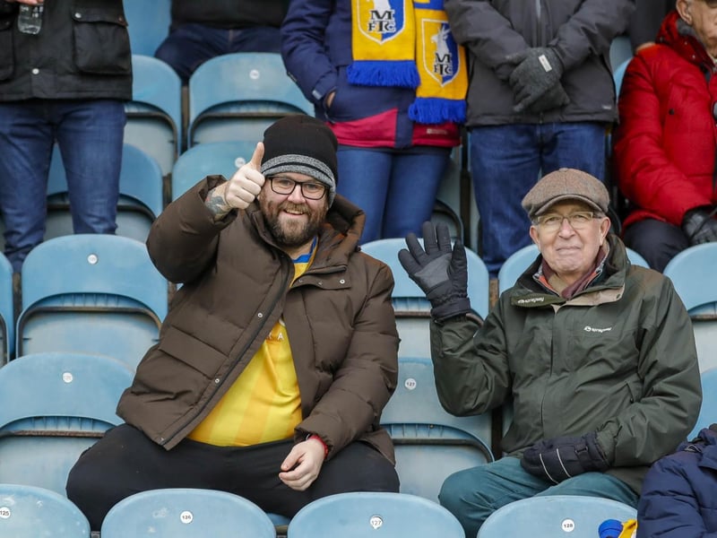 Mansfield Town fans watch the brilliant win at Peterborough United.