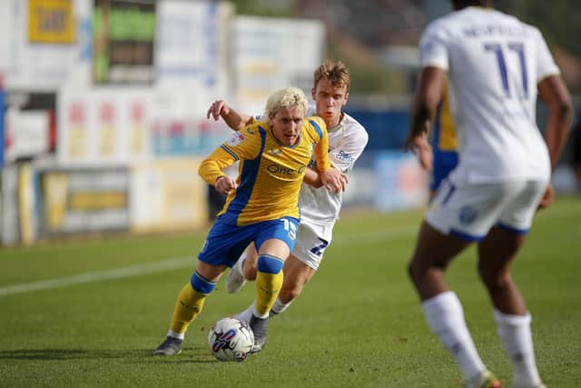 Aaron Lewis attacks for Stags during the Sky Bet League 2 match against AFC Wimbledon at the One Call Stadium  
Photo credit - Chris & Jeanette Holloway / The Bigger Picture.media