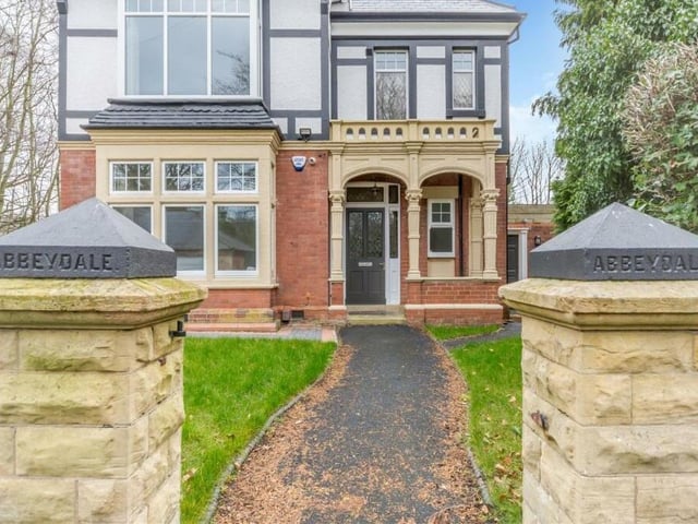 Proof that this is truly a distinctive property comes in the form of two stone pillars that have 'Abbeydale' etched into them. They sit either side of a pathway that leads to the front door and a striking storm porch.