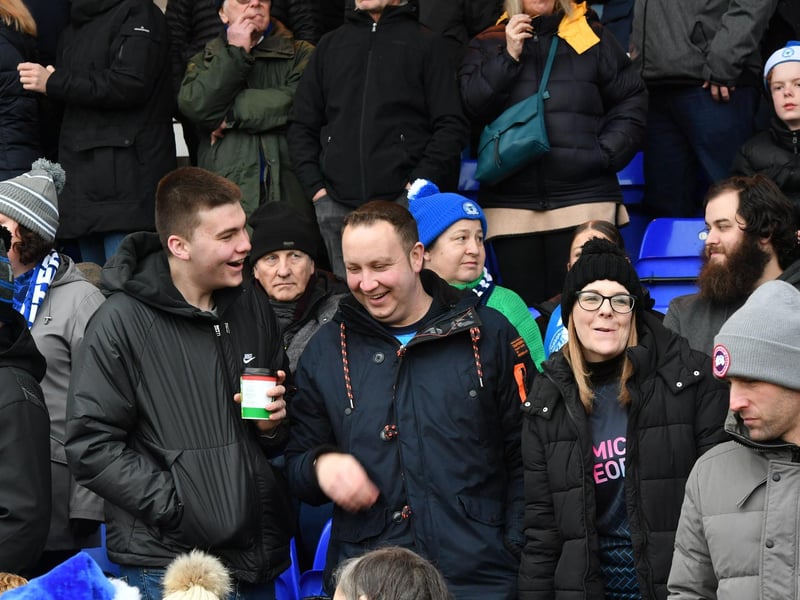 Mansfield Town fans watch the brilliant win at Peterborough United.