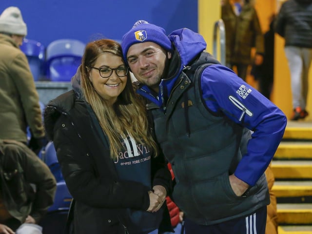 Mansfield Town fans ahead of the 0-0 draw with Newport County.