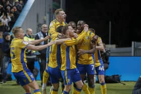 Stags score during the Sky Bet League 2 match against Accrington Stanley FC at the One Call Stadium, 16 April 2024, Photo credit Chris & Jeanette Holloway / The Bigger Picture.media