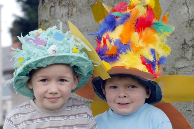 Four year olds Joseph Kerry and Linus Picker two of the contestants in the Easter Bonnet Parade held at Swanwick Pre-Schools Easter Fair in 2007