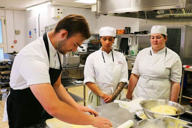 Oska spent time with Level 3 students in the kitchens