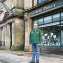 Retiring owner David Marriott outside historic Mansfield shop Sally Twinkle, which has been saved from closure.