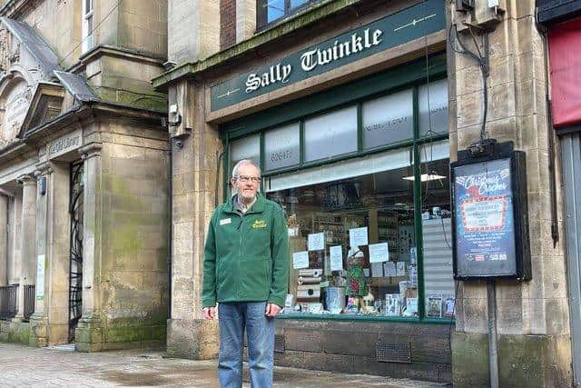 Retiring owner David Marriott outside historic Mansfield shop Sally Twinkle, which has been saved from closure.