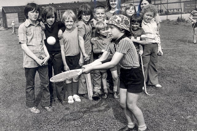 Seven-year-old Gary Page of Whitehill Road, Brinsworth, shows his ball balancing skills at the fvirst day of a play leadership scheme at Brinsworth July 1973