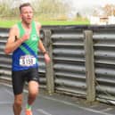 Dan Wheat in action at the British Masters Relays.