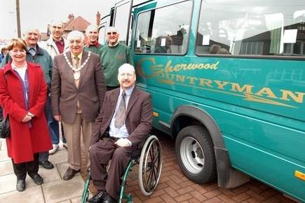 Councillor Ben Wells, Ollerton and Boughton Town Mayor with Chris Townhill, Chairman of the Countryman Bus Committee at the launch of the new service.