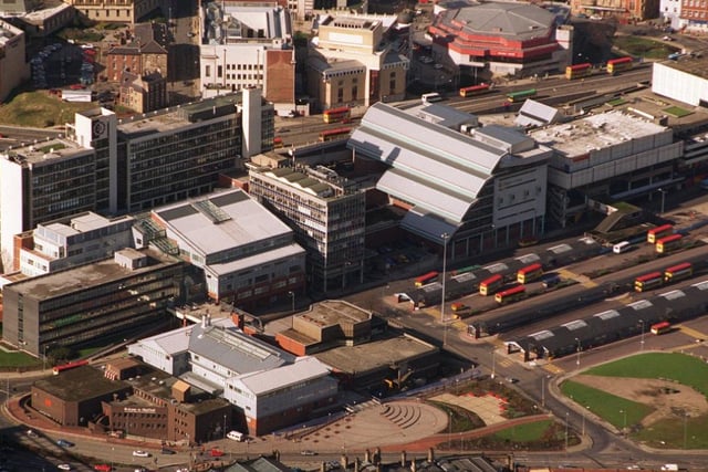 A view from Pond Street showing Sheffield hallam Univeristy in 1997