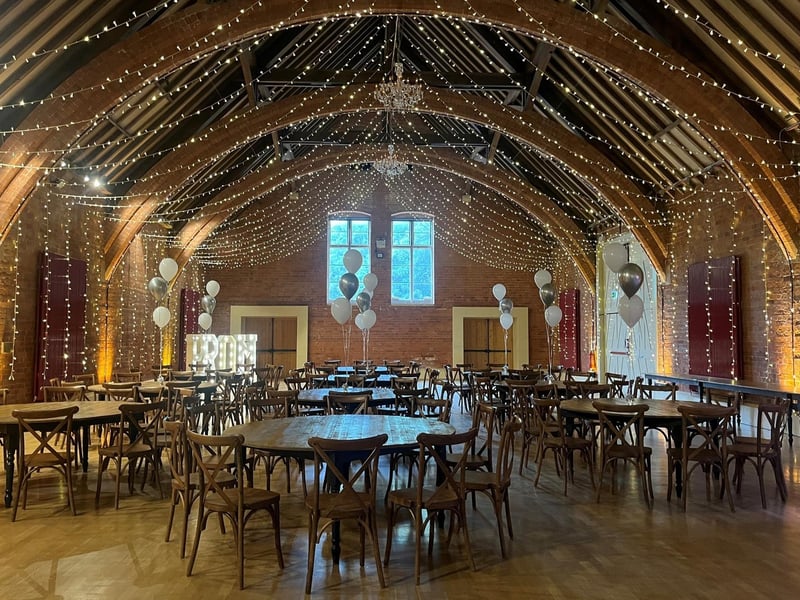 The venue was decked out to the nines with fairy lights and balloons.