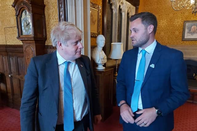 Coun Ben Bradley, Mansfield MP, right, with Prime Minister Boris Johnson.