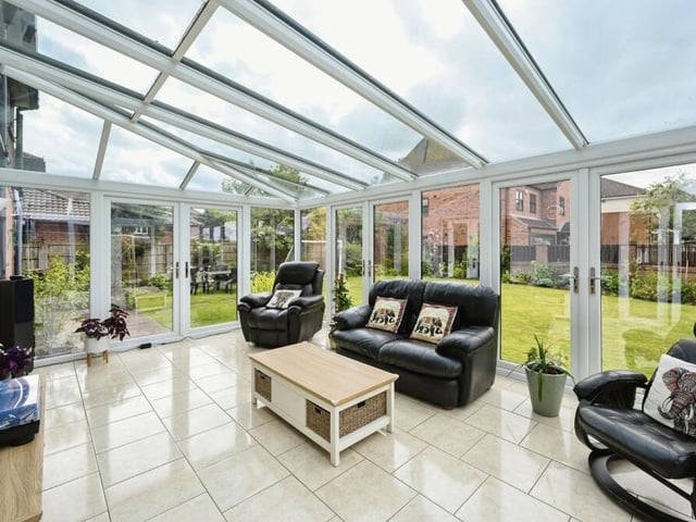 How about this for a spectacular conservatory? It is a highlight of the £500,000-plus home, providing a sunlit oasis for lounging around, reading or enjoying the garden views.