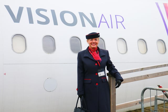Maria Gunning, who is a member of Eastern Airways’ cabin crew, joined hospitality supervision students on-board the college’s ‘Vision Air’, part of an Airbus A320 ex-passenger airline, which is used to train mainly travel and tourism students in the skills needed to become cabin crew staff.