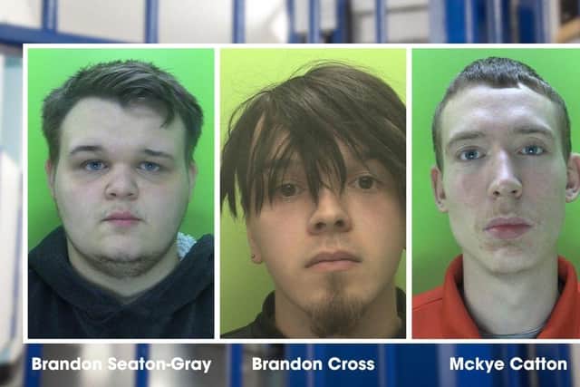 CCTV captures the young robbers in Titchfield Park, (L to R) Brandon Seaton-Gray, Brandon Cross, Mckye Catton