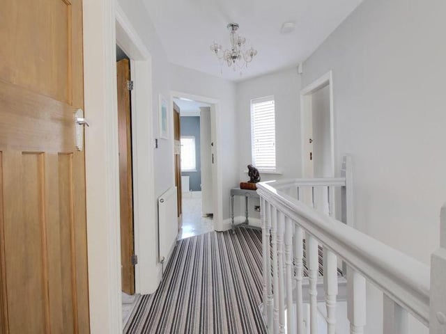 Moving upstairs, you will be greeted by this landing, which leads to all three bedrooms, as well as the family bathroom or shower room.