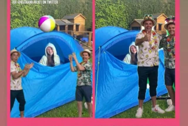 Ruth'c camping pictures were picked up on Ant and Dec's web page.