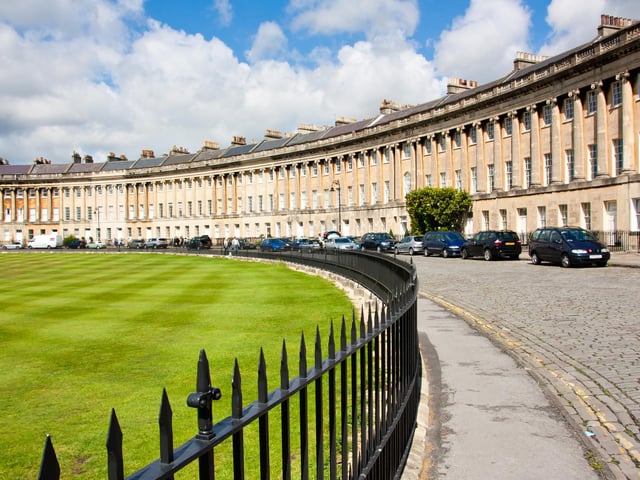 The outside of the Featheringtons’ family household was shot on the famous Royal Crescent in Bath. The homes swoop round to form a sweeping crescent, making it one of the finest examples of Georgian architecture in the UK, and one of the most beloved locations in Bath.