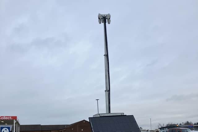 The solar powered CCTV camera in the Tesco car park on Oak Tree Lane, Mansfield, is helping stop antisocial behaviour and fly tipping incidents