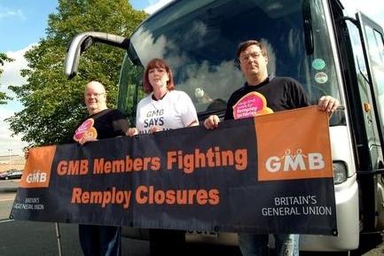 National GMB crusade bus visited Remploy in Botany Avenue, Mansfield, to protest against closure.