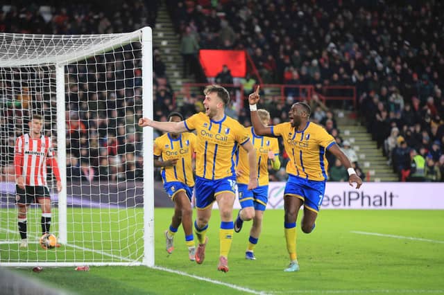 Rhys Oates scores in Sunday's FA Cup giant-killing at Sheffield United. Photo credit Chris & Jeanette Holloway / The Bigger Picture.media
