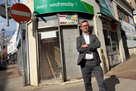 Executive Mayor of Mansfield, Andy Abrahams stood outside an empty shop unit