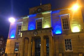 Mansfield's Old Town Hall was lit up blue and yellow in a mark of 'support and solidarity' to the people of Ukraine.