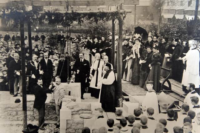 Picture supplied by St Mark's Church of the original stone-laying ceremony 125 years ago.