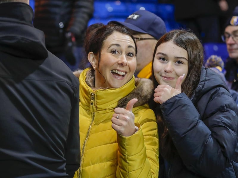 Mansfield Town fans watch the brilliant win at Peterborough United.
