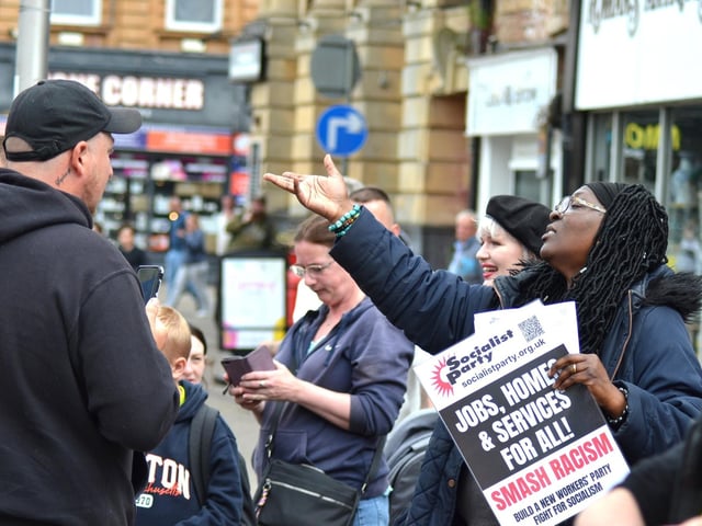 The demonstration in Mansfield was met by a counter-protest.