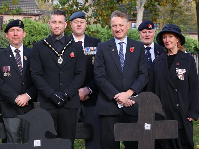 Civic dignitaries with Veterans visited the War Memorial Gardens in Sutton in Ashfield.