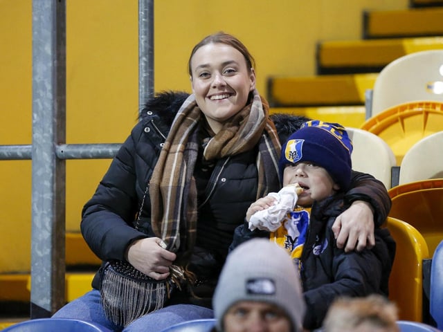 Mansfield Town fans watching the draw with Wrexham.