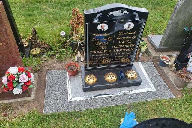 This surround, created by John Thompson for the dual grave of his parents, must be removed, says the council.