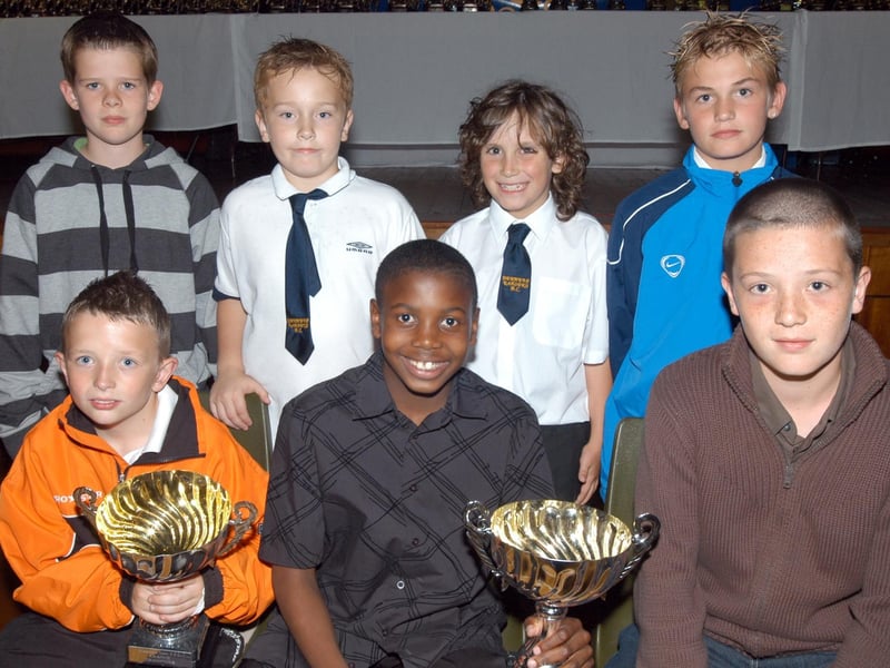 Captains from some of the winning teams at the Mansfield Youh League presentation in 2007.