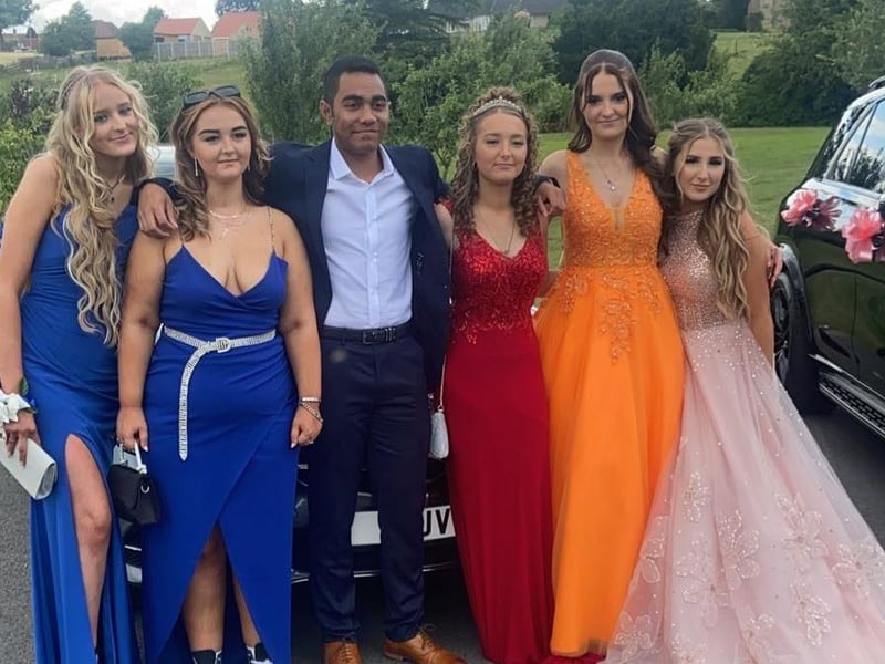 Students in their finery at the glamorous prom event.