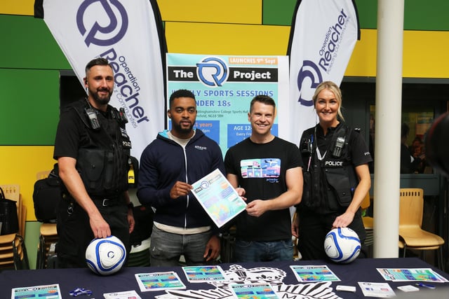 Representatives from Nottinghamshire Police's Operation Reacher attended to promote their sporting initiative