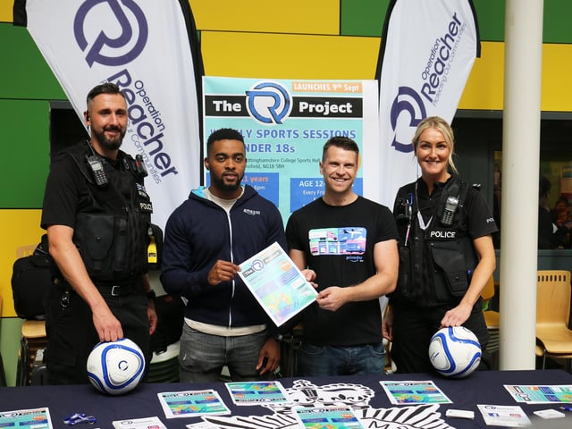 Representatives from Nottinghamshire Police's Operation Reacher attended to promote their sporting initiative
