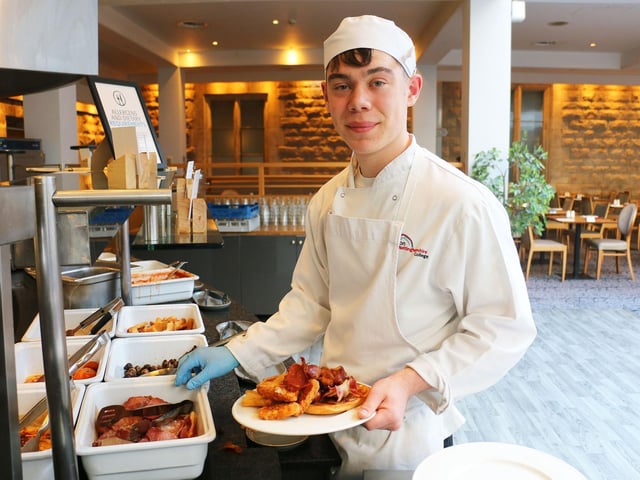 Leyton Guy worked on the breakfast buffet as well as in the kitchens