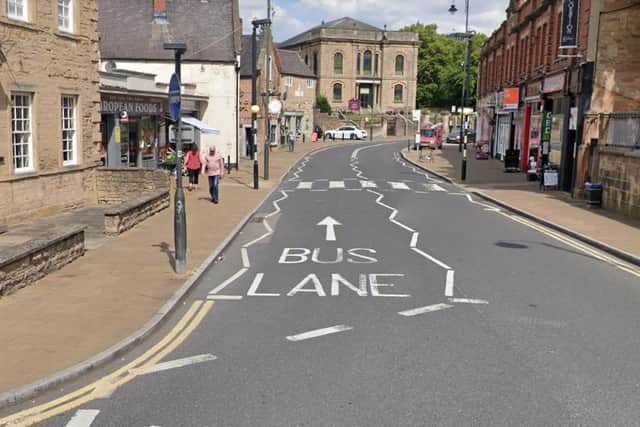 The bus lane on Bridge Street will be one of the ones in Mansfield targeted by the new scheme. Photo: Google