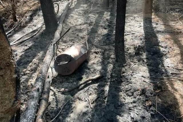 Fire crews found this abandoned barbecue whe attending a fire at Cauldwell Dam. Photo: NFRS Facebook