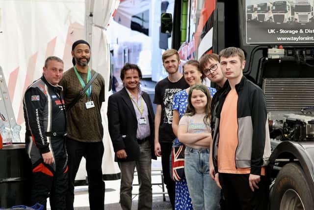 Students with members of the Taylors Trucksport Racing Team. Photo: Paul Horton.