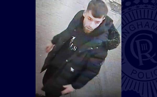 Police have released a CCTV image of a man they want to speak to in connection with a collision that left a pedestrian injured. Photo issued by Nottinghamshire Police.