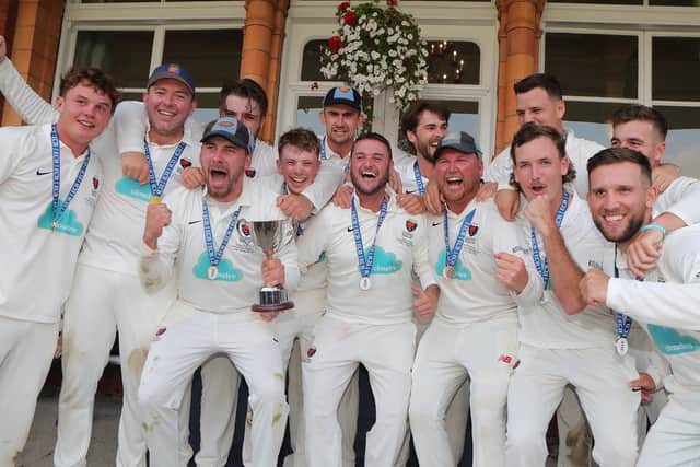 Cuckney celebrate their national win at Lord's last year. Photo by Richard Parkes.