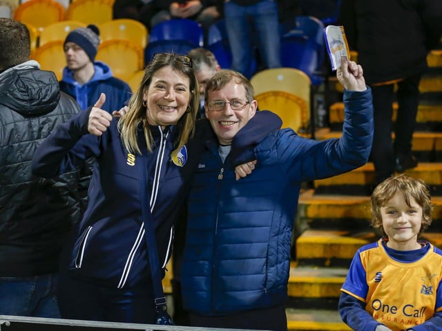 Mansfield Town fans ahead of the draw with Grimsby Town.