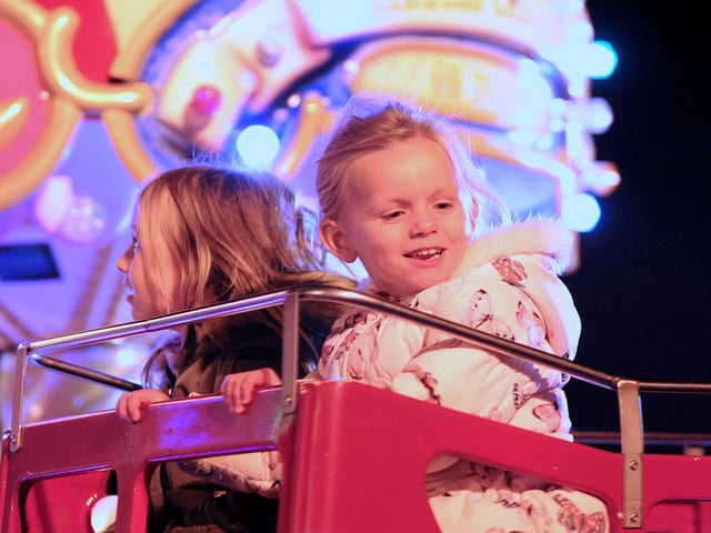 Abby-Rose Hurrell takes a spin on one of the fairground rides
