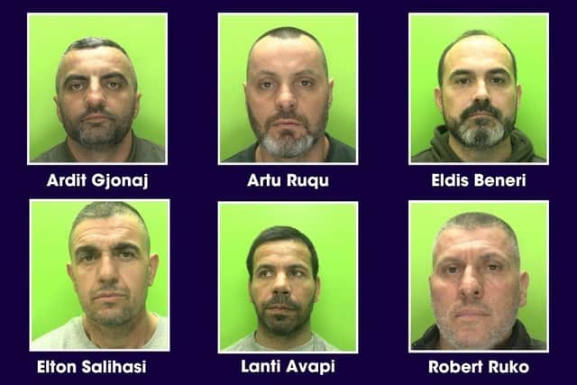 These six men have now been jailed for their roles in the £5m cannabis factory. Photo: Nottinghamshire Police