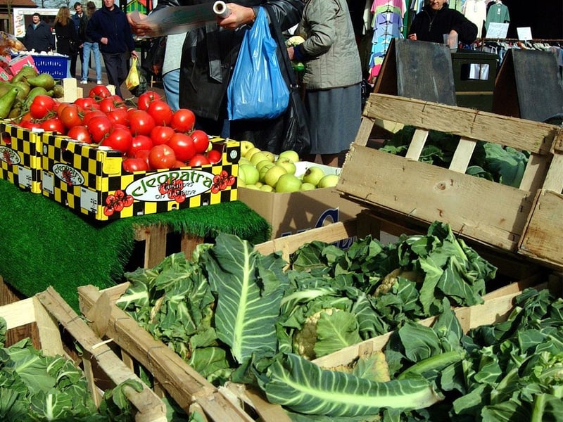 A bustling market day in Kirkby from twenty years ago