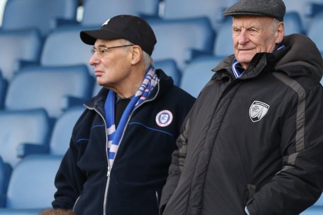 Two fans pictured before Chesterfield's 0-0 draw at home to Havant & Waterlooville in November 2018.