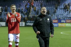 Mansfield Town manager Nigel Clough celebrates following the Sky Bet League 2 match against Stockport County FC at Edgeley Park, 01 Jan 2024. 
Photo credit should read : Chris & Jeanette Holloway / The Bigger Picture.media