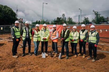 Councillor Matthew Relf with staff from G F Tomlinson and Pulse Consulting on site